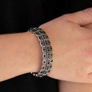 Gun metal and black rhinestone bracelet